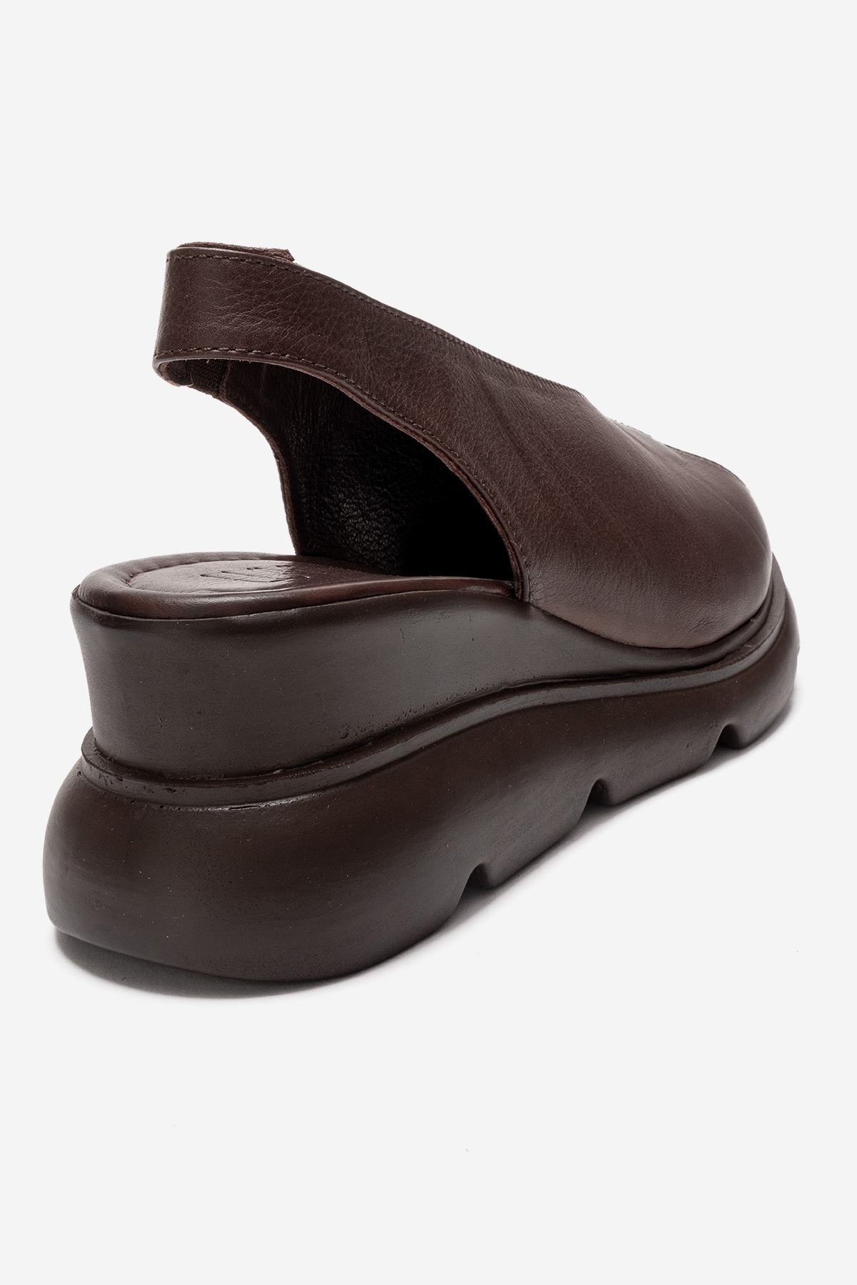 Sam - Brown Leather Platform Slide (Women)