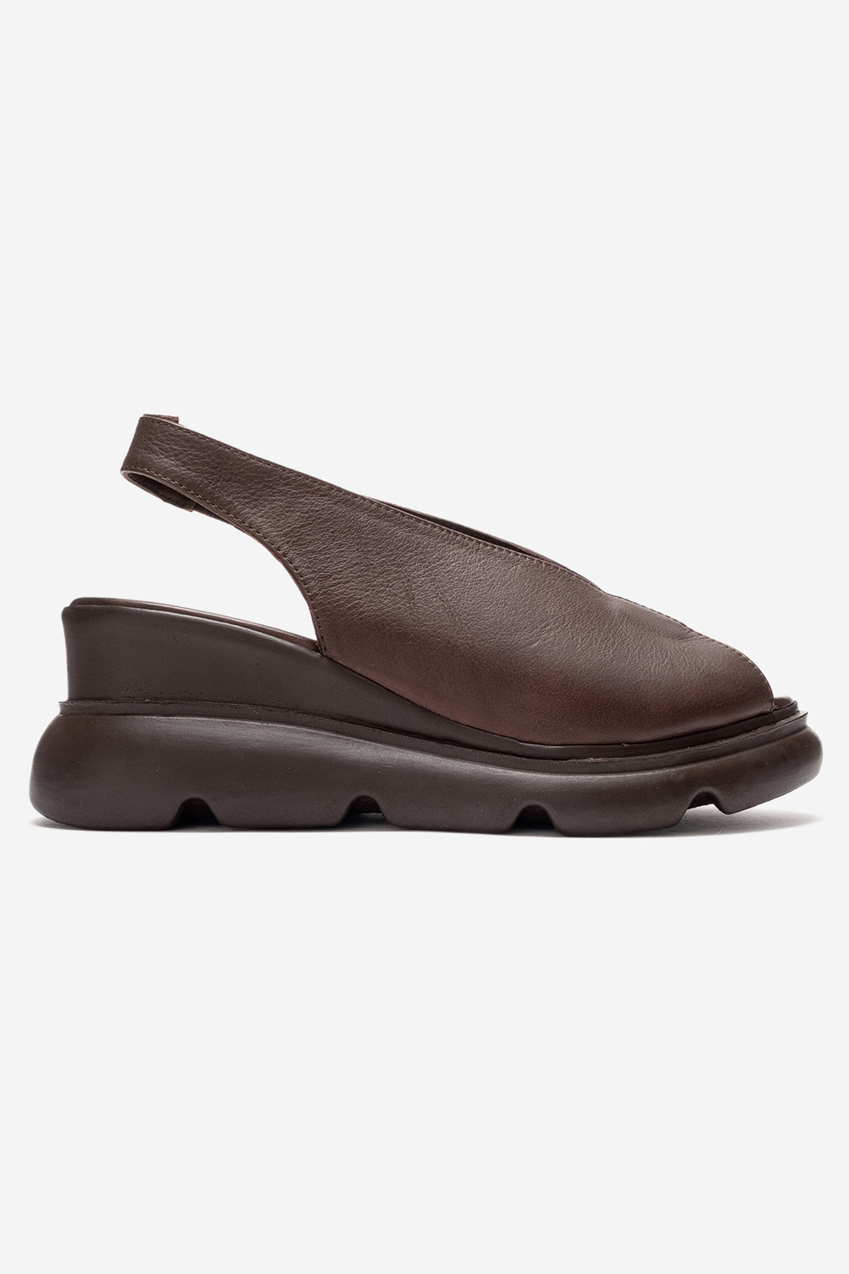 Sam - Brown Leather Platform Slide (Women)