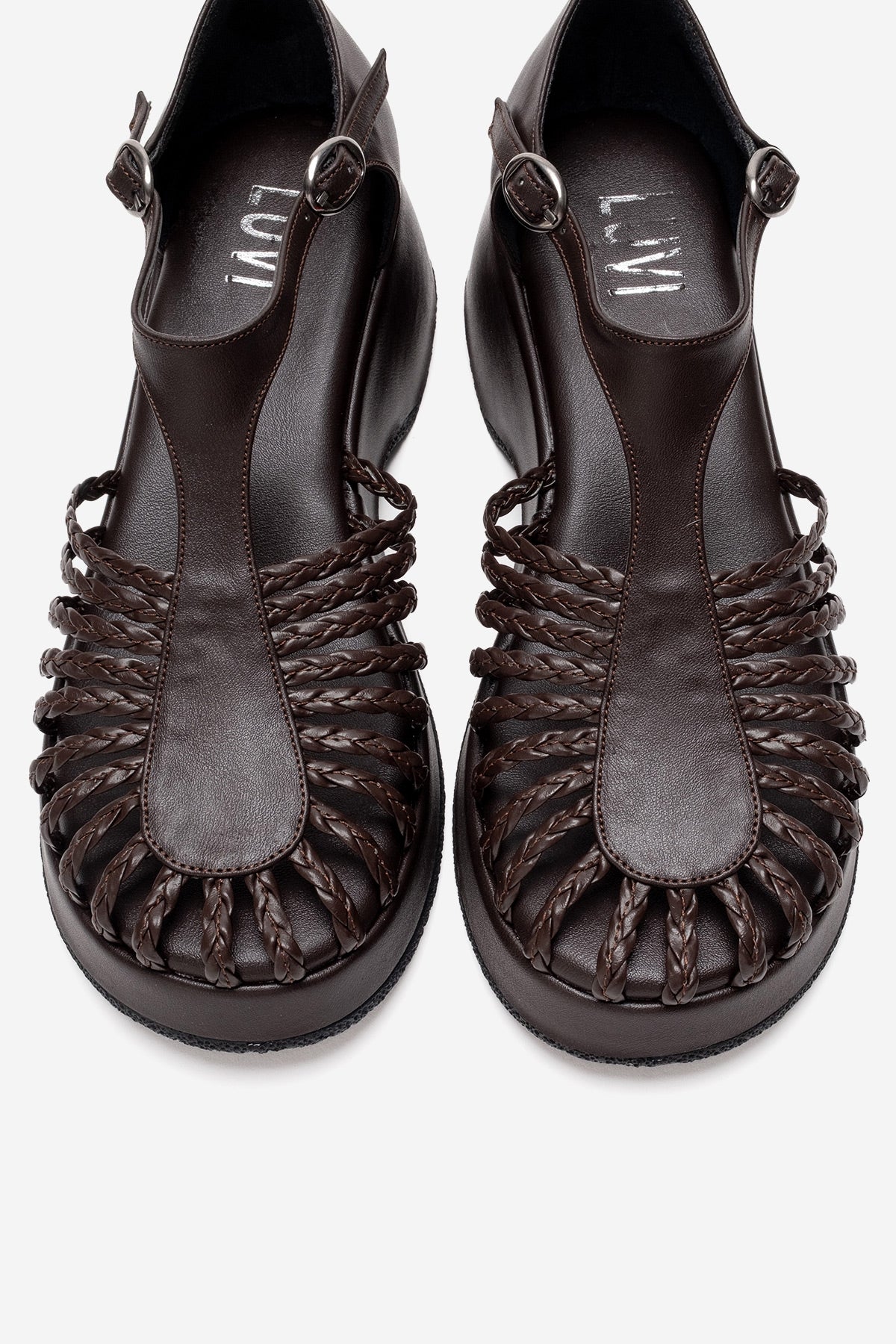 Barry - Brown Woven Detail Wedge Sandal (Women)