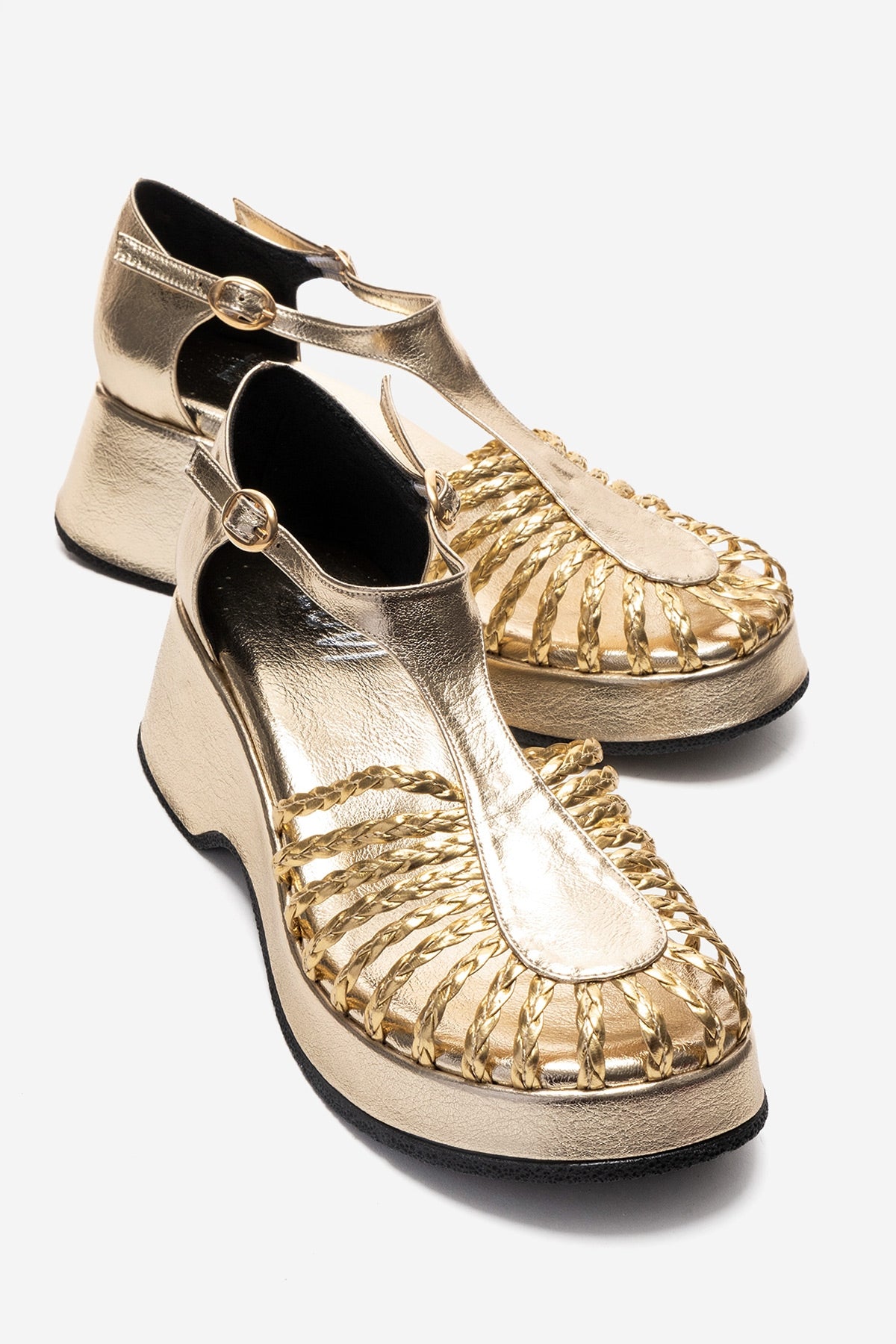 Barry - Gold Woven Detail Wedge Sandal (Women)