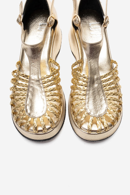 Barry - Gold Woven Detail Wedge Sandal (Women)