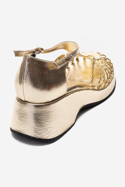 Barry - Gold Woven Detail Wedge Sandal (Women)