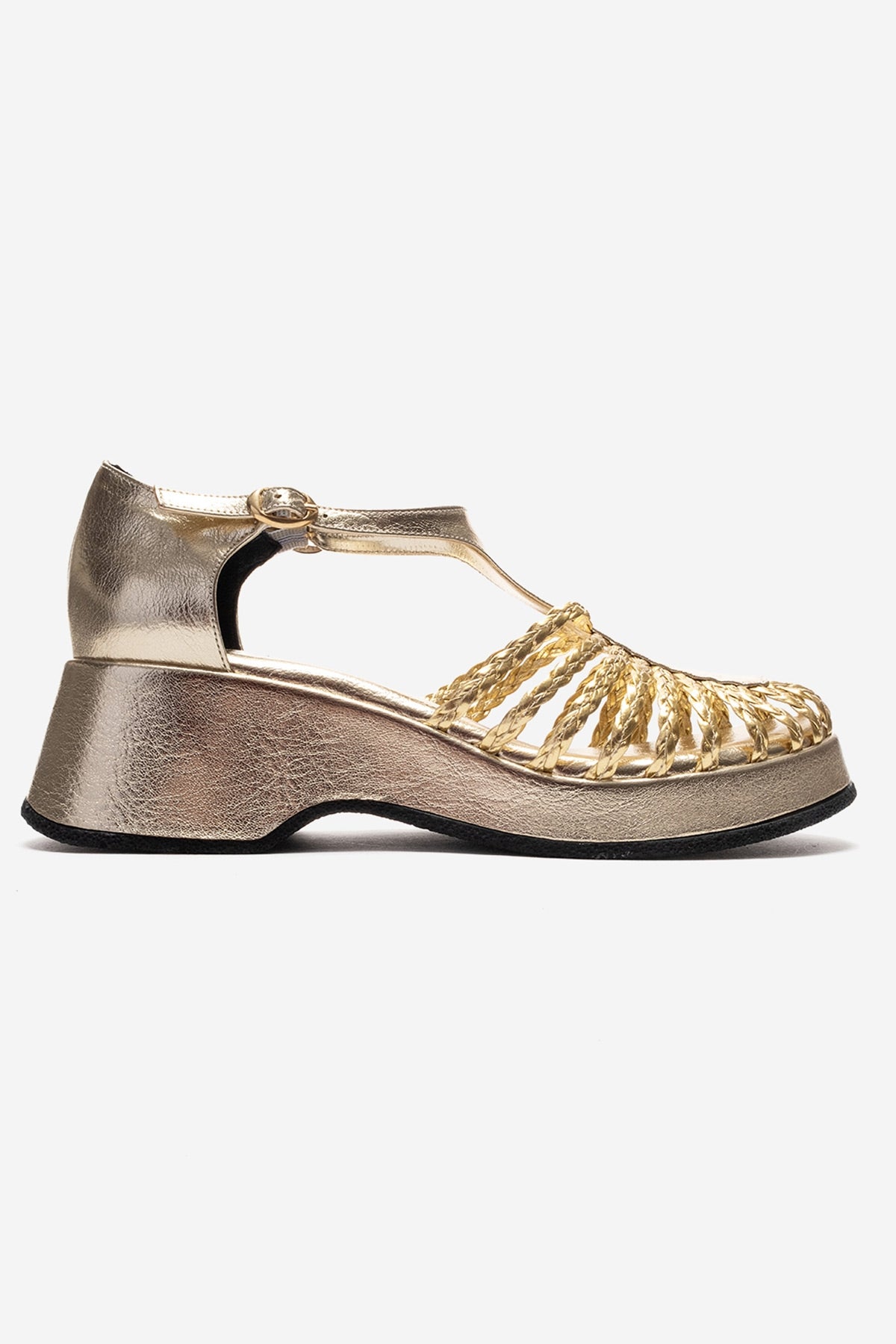 Barry - Gold Woven Detail Wedge Sandal (Women)