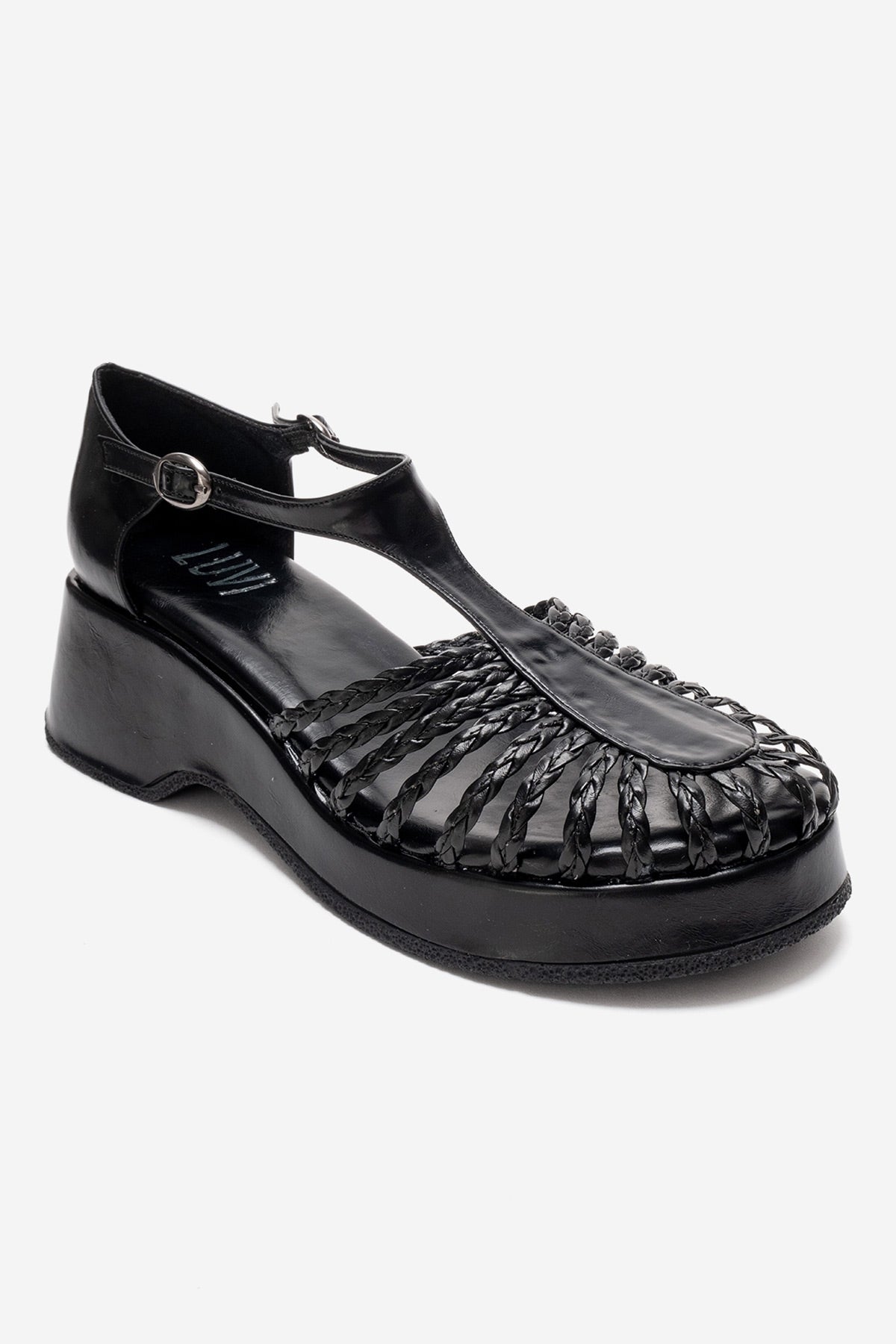 Barry - Black Woven Detail Wedge Sandal (Women)