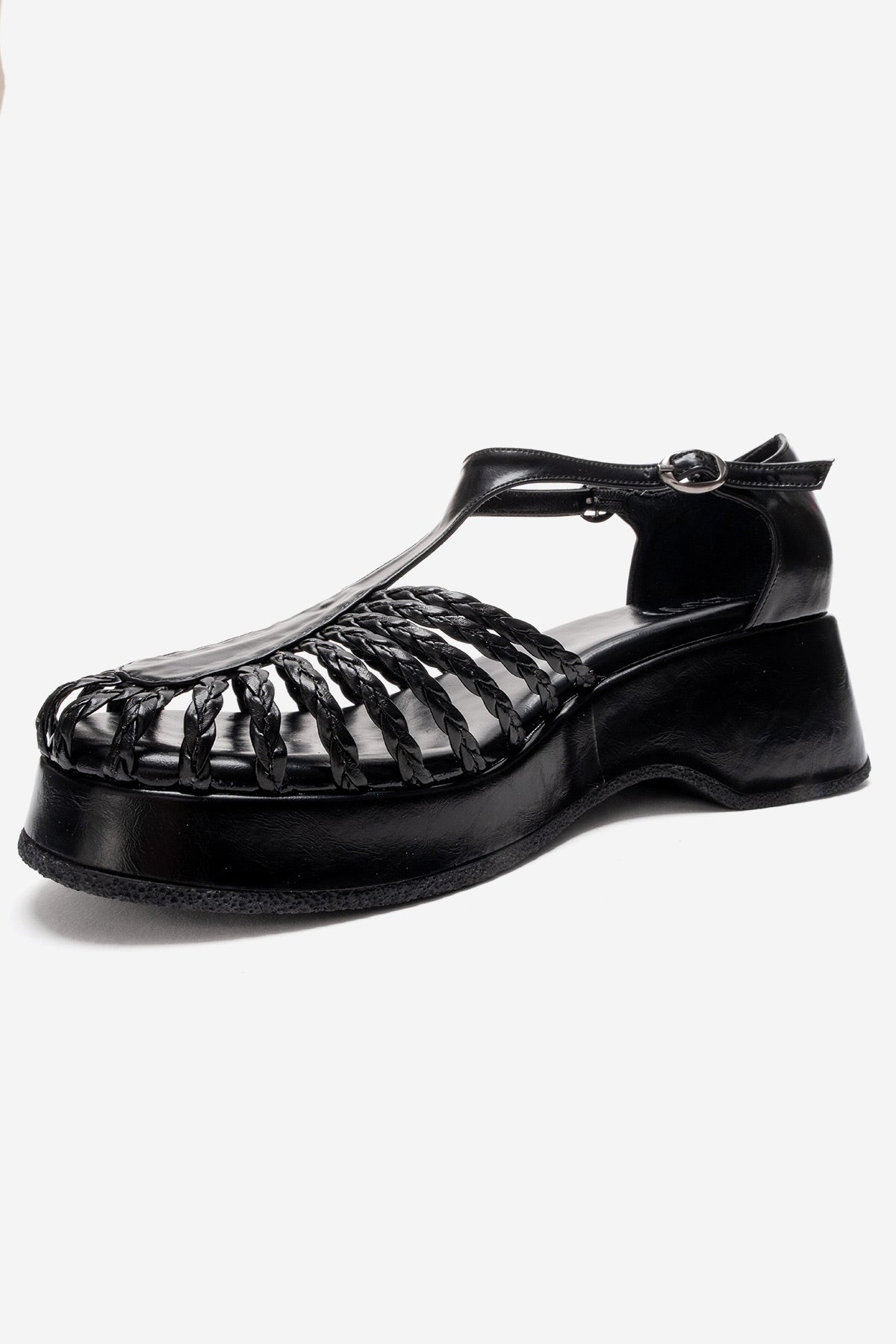 Barry - Black Woven Detail Wedge Sandal (Women)