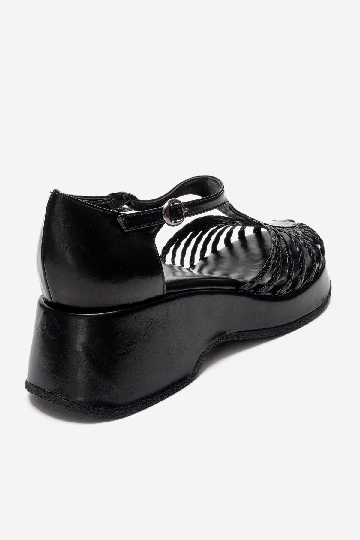 Barry - Black Woven Detail Wedge Sandal (Women)