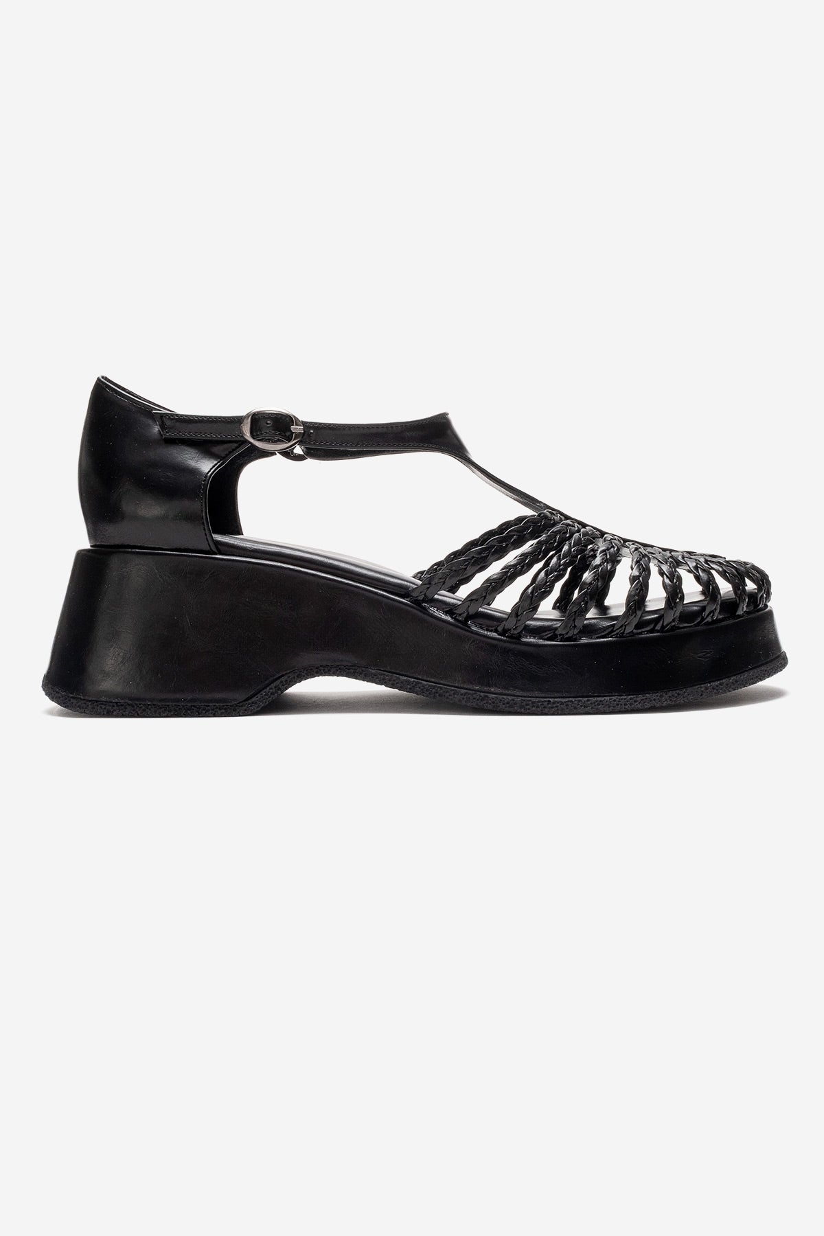 Barry - Black Woven Detail Wedge Sandal (Women)