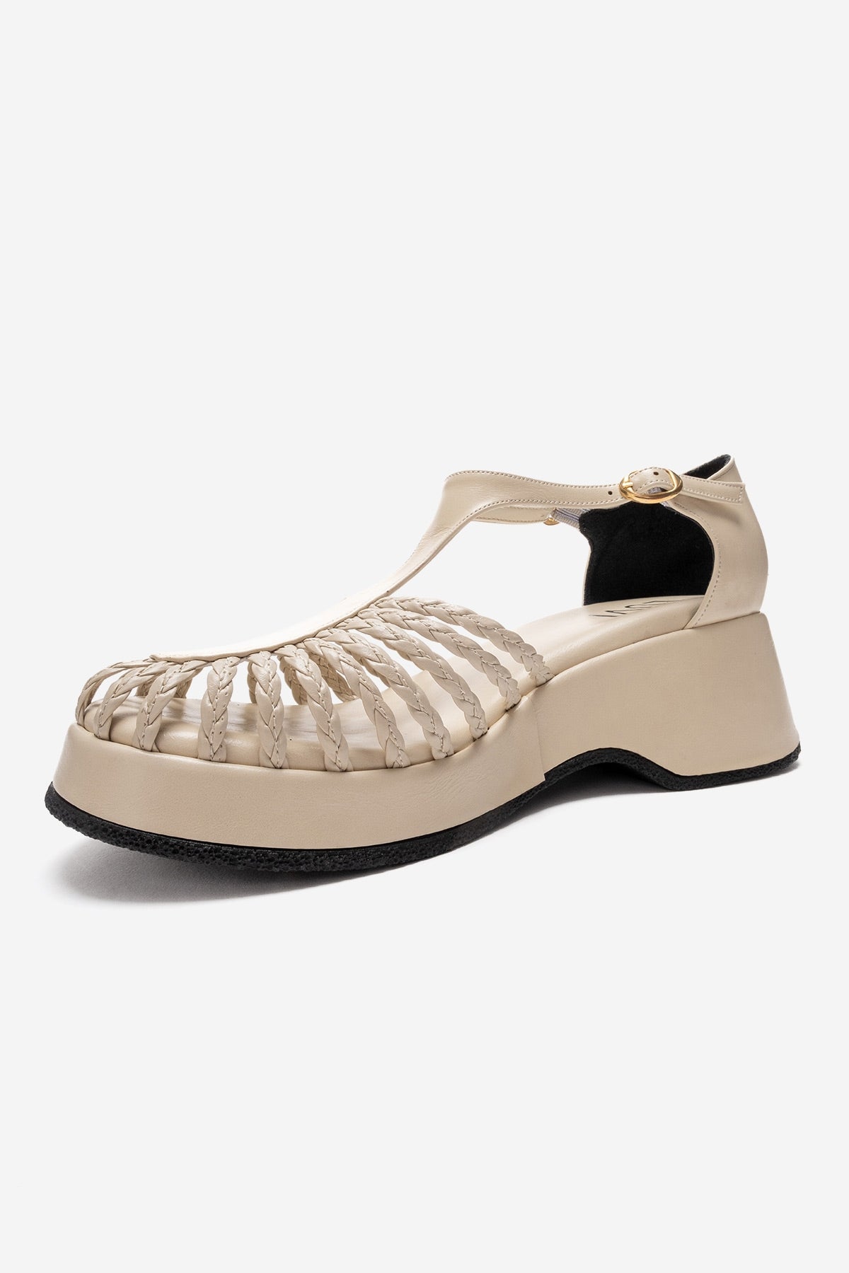 Barry - Sandalia de cuña con detalle trenzado color beis (Mujer)
