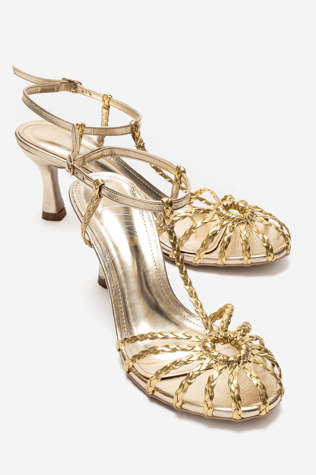Gerald Gold Woven Strap Stiletto Pump (Women)