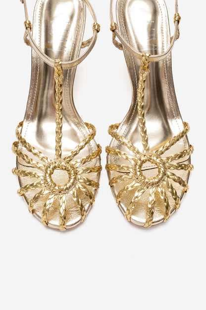 Gerald Gold Woven Strap Stiletto Pump (Women)