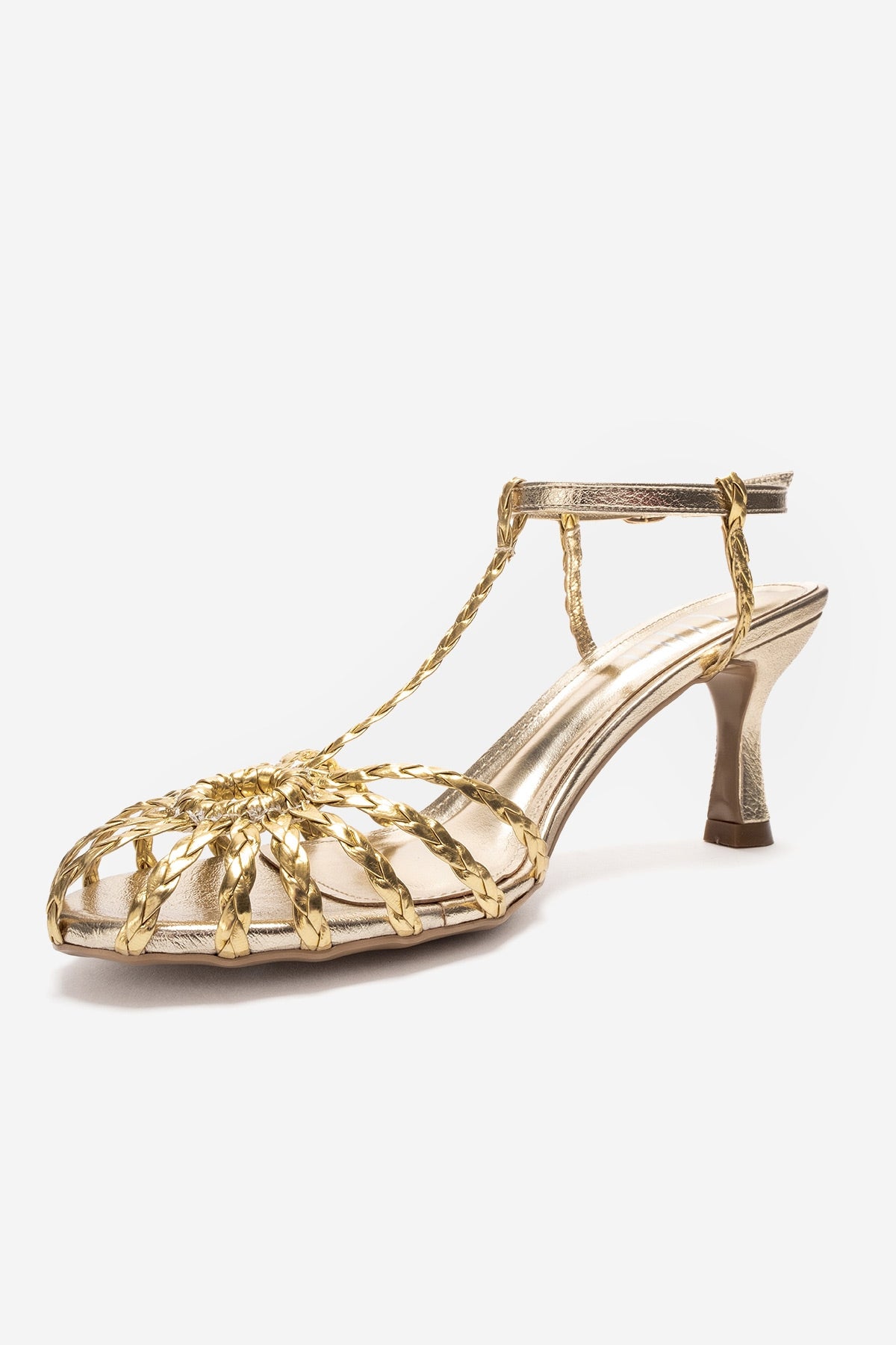 Gerald Gold Woven Strap Stiletto Pump (Women)