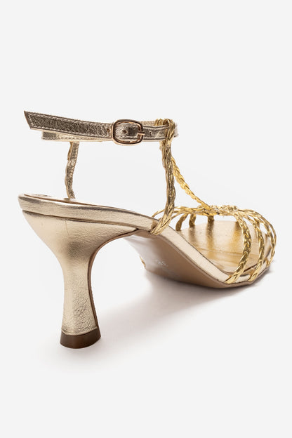 Gerald Gold Woven Strap Stiletto Pump (Women)