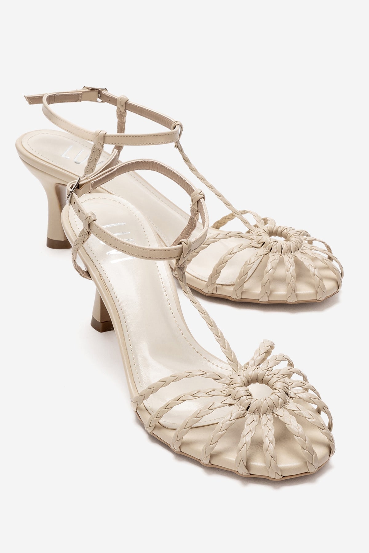 Gerald Beige Woven Strap Stiletto Pump (Women)