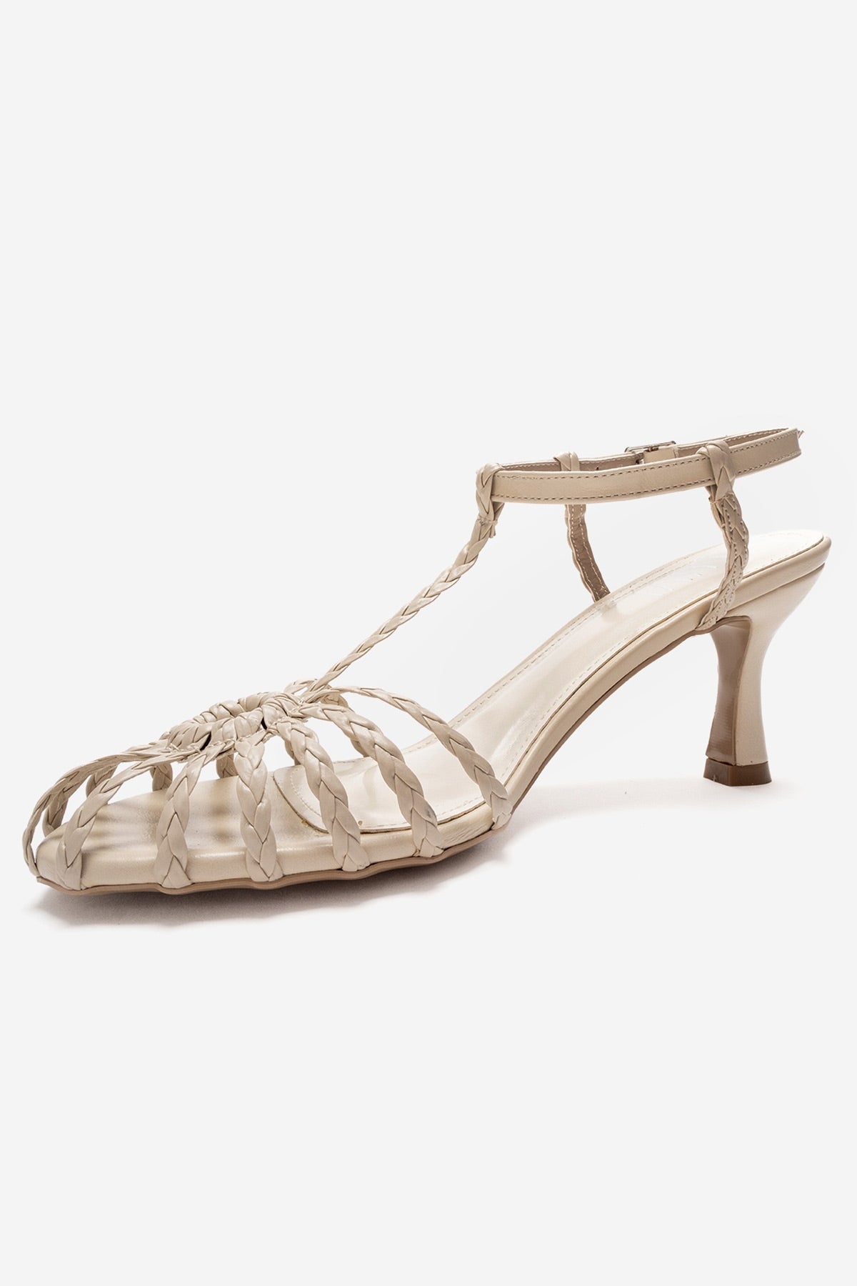 Gerald Beige Woven Strap Stiletto Pump (Women)