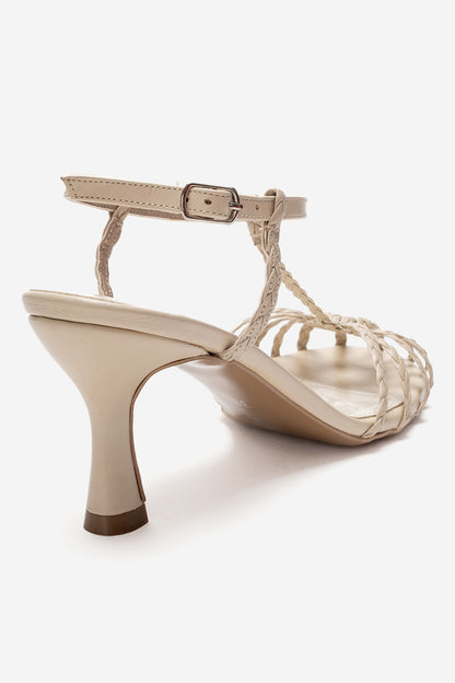 Gerald Beige Woven Strap Stiletto Pump (Women)