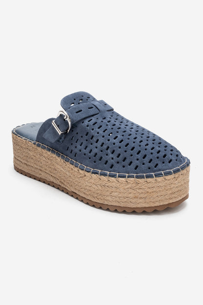 Louis - Denim Blue Suede Leather Platform Sandal (Women)