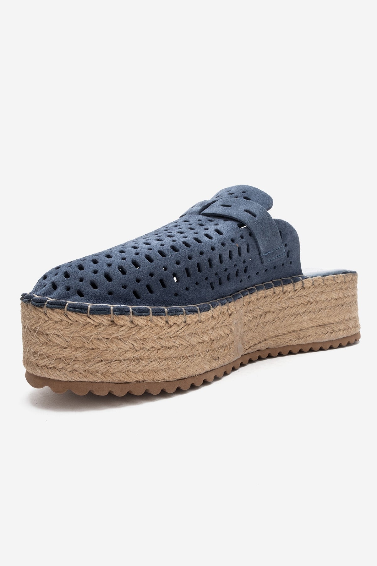 Louis - Denim Blue Suede Leather Platform Sandal (Women)