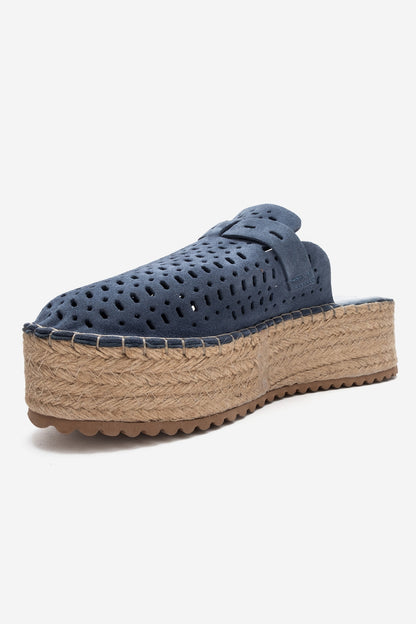 Louis - Denim Blue Suede Leather Platform Sandal (Women)