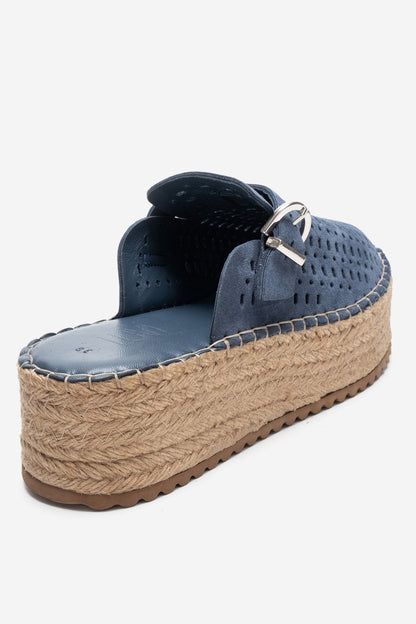 Louis - Denim Blue Suede Leather Platform Sandal (Women)