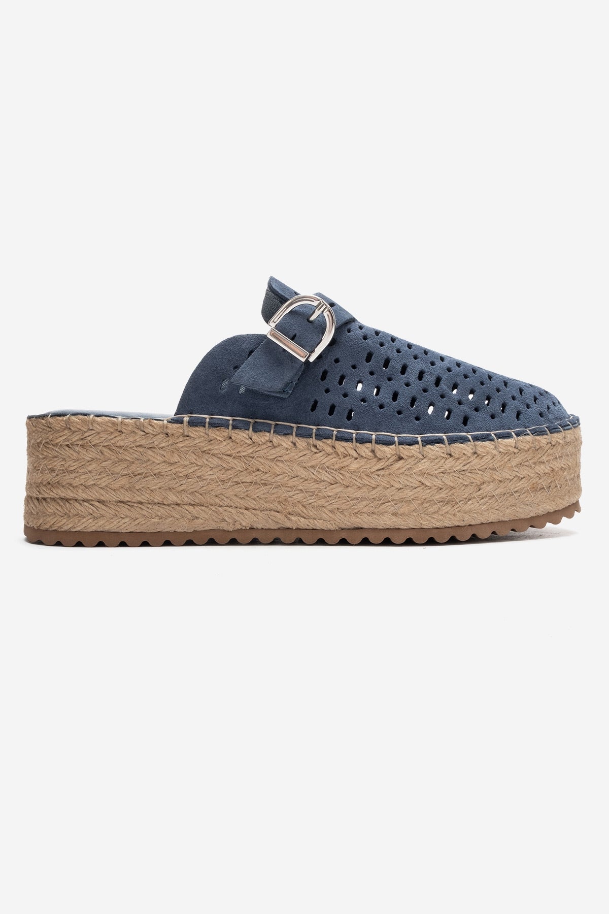Louis - Denim Blue Suede Leather Platform Sandal (Women)