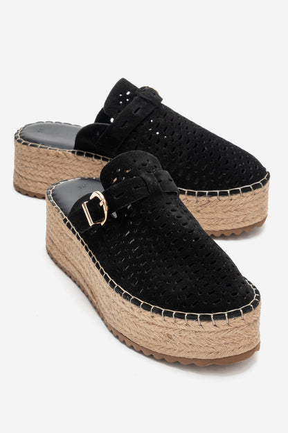 Louis - Black Suede Leather Platform Sandal (Women)