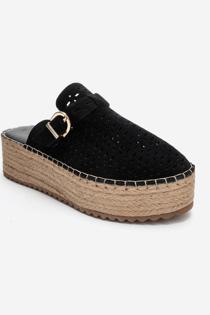 Louis - Black Suede Leather Platform Sandal (Women)