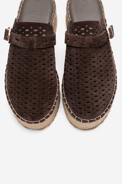 Louis - Brown Suede Leather Platform Sandal (Women)