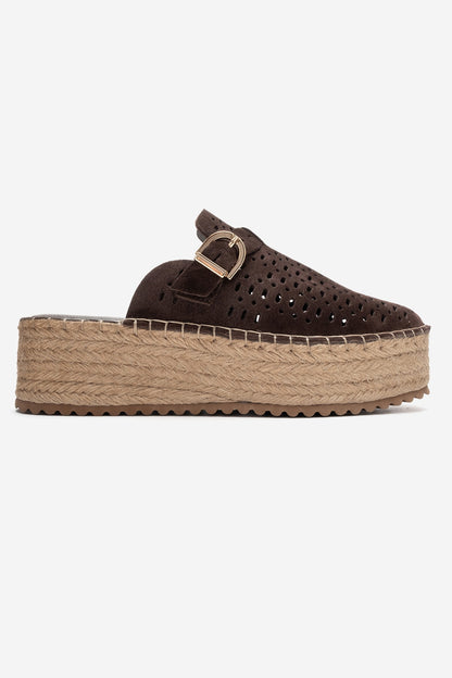 Louis - Brown Suede Leather Platform Sandal (Women)