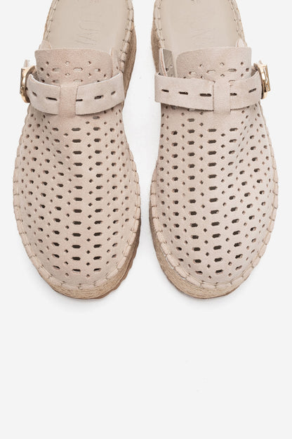 Louis - Beige Suede Leather Platform Sandal (Women)