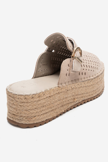 Louis - Beige Suede Leather Platform Sandal (Women)
