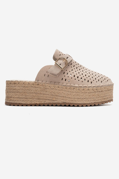 Louis - Beige Suede Leather Platform Sandal (Women)