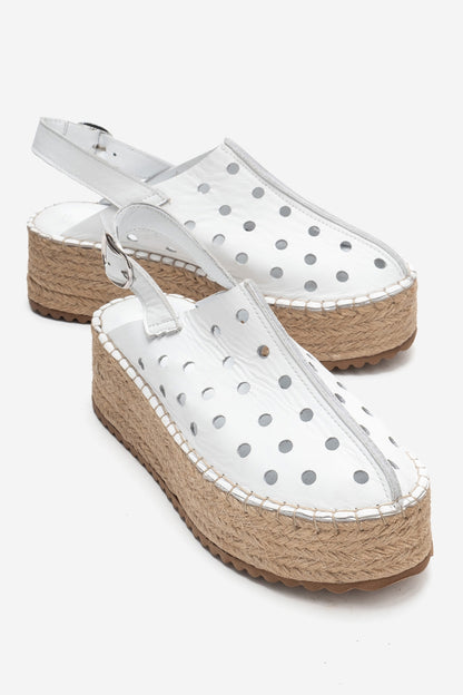 Fraga - White Leather Wedge Sandal (Women)