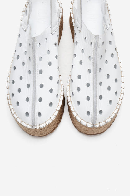 Fraga - White Leather Wedge Sandal (Women)