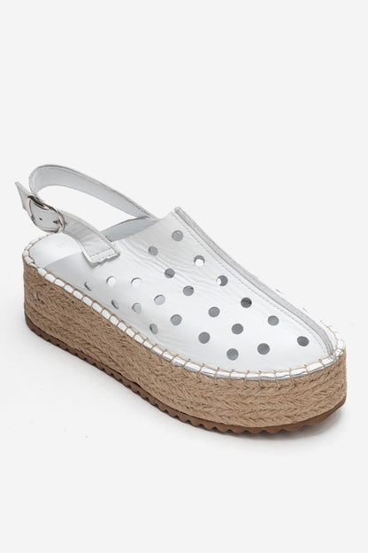 Fraga - White Leather Wedge Sandal (Women)
