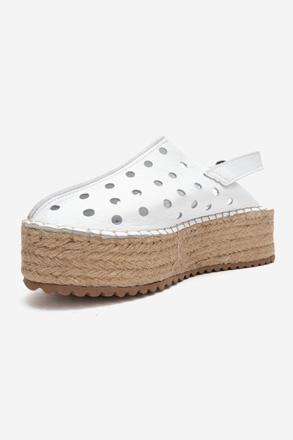 Fraga - White Leather Wedge Sandal (Women)