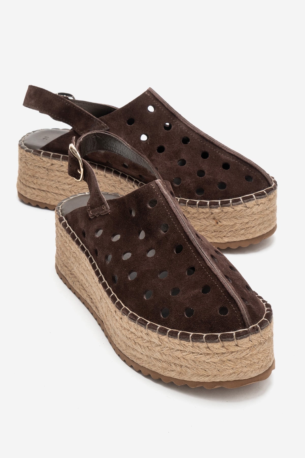 Fraga - Brown Suede Leather Wedge Sandal (Women)