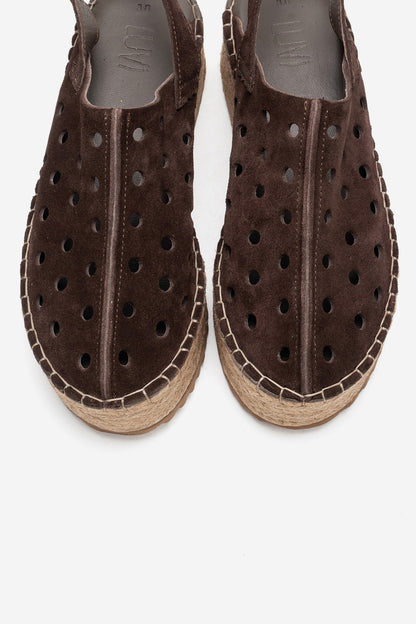 Fraga - Brown Suede Leather Wedge Sandal (Women)