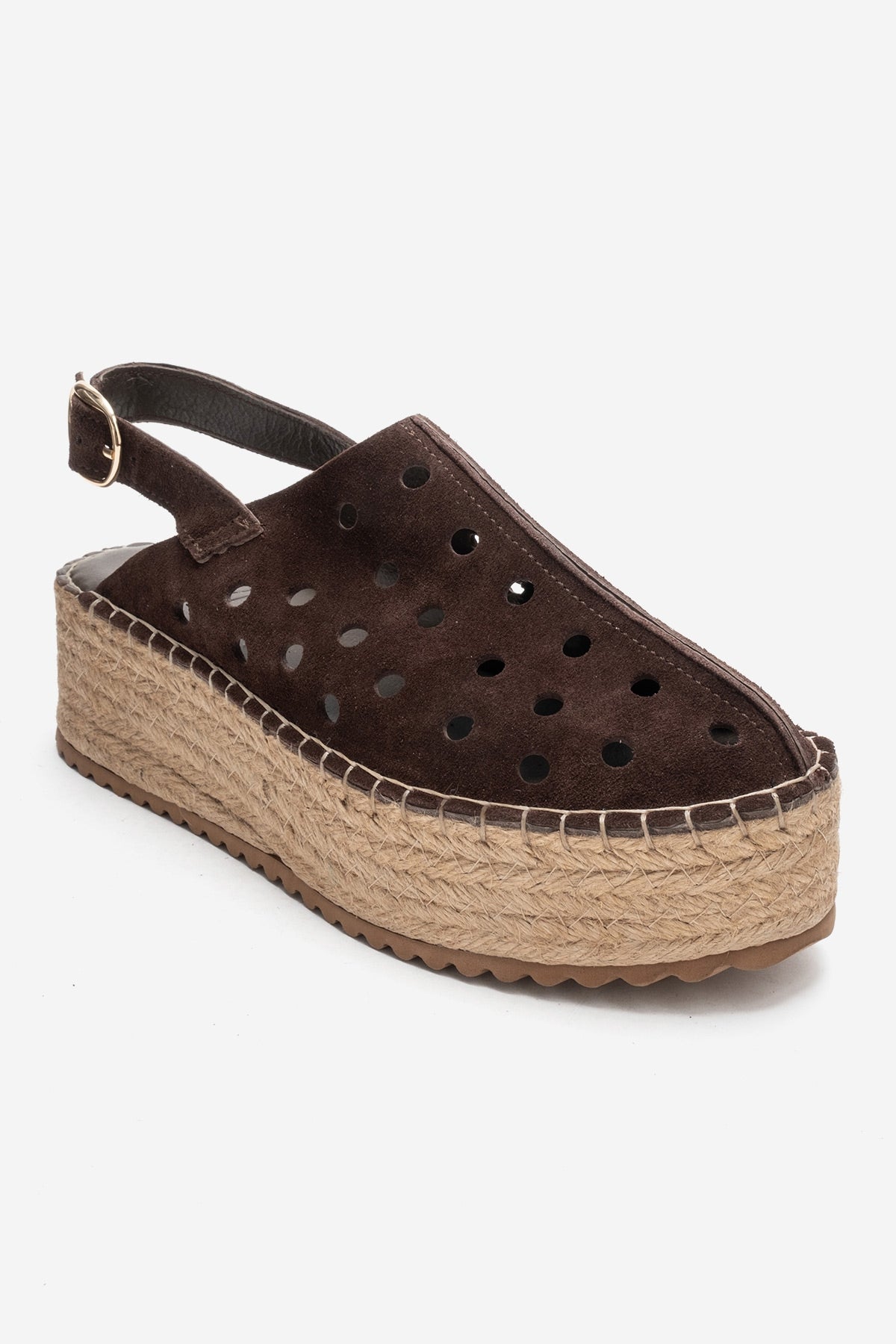 Fraga - Brown Suede Leather Wedge Sandal (Women)