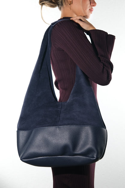 Avos - Navy Suede Leather Shoulder Bag (Women)