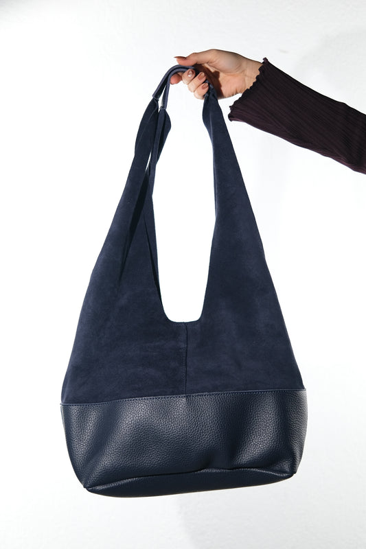 Avos - Bolso de hombro de ante azul marino (Mujer)