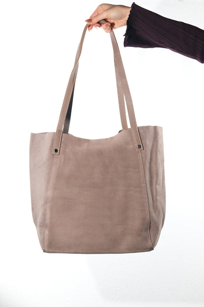 Tranzia - Bolso de Hombro de Ante Color Topo (Mujer)
