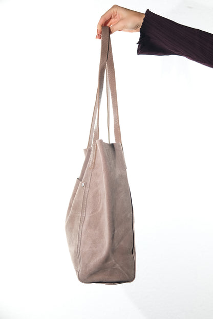 Tranzia - Bolso de Hombro de Ante Color Topo (Mujer)