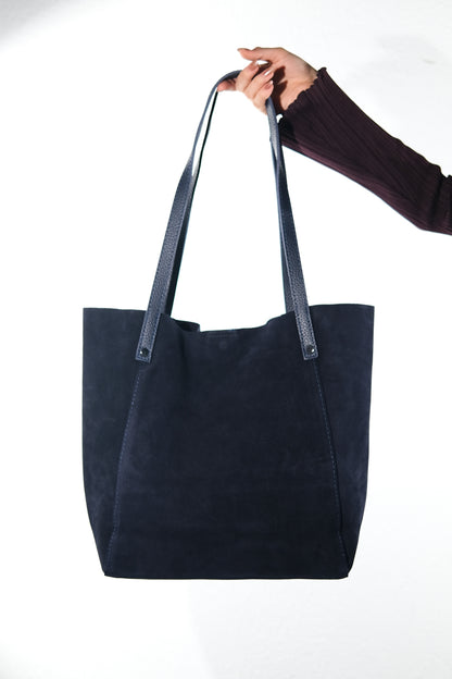 Tranzia - Navy Suede Leather Shoulder Bag (Women)