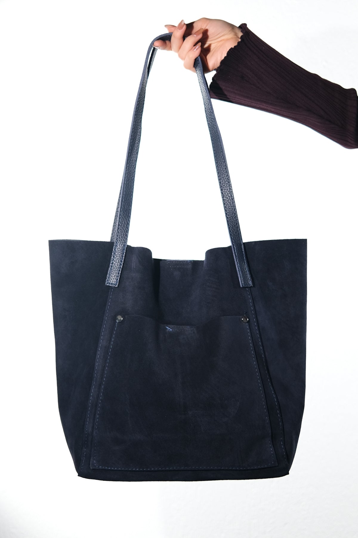 Tranzia - Navy Suede Leather Shoulder Bag (Women)