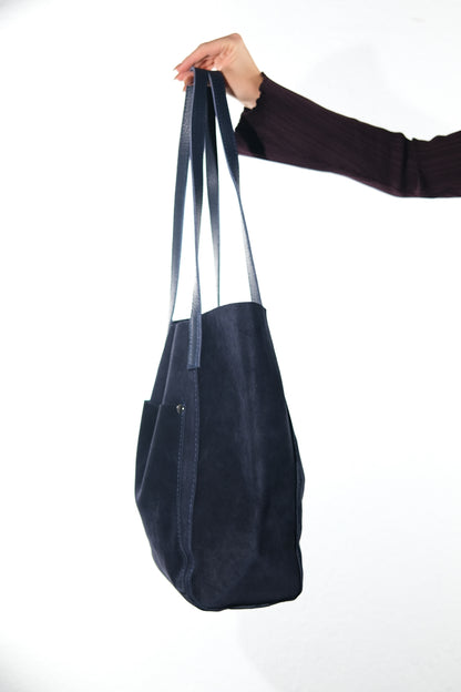 Tranzia - Navy Suede Leather Shoulder Bag (Women)