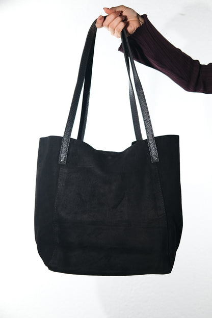 Tranzia - Black Suede Leather Shoulder Bag (Women)