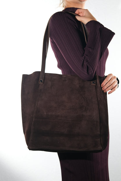 Tranzia - Brown Suede Leather Shoulder Bag (Women)