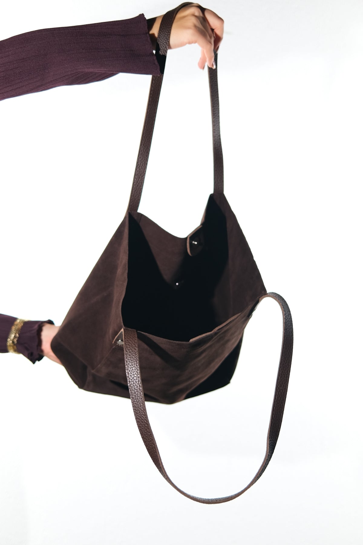 Tranzia - Brown Suede Leather Shoulder Bag (Women)