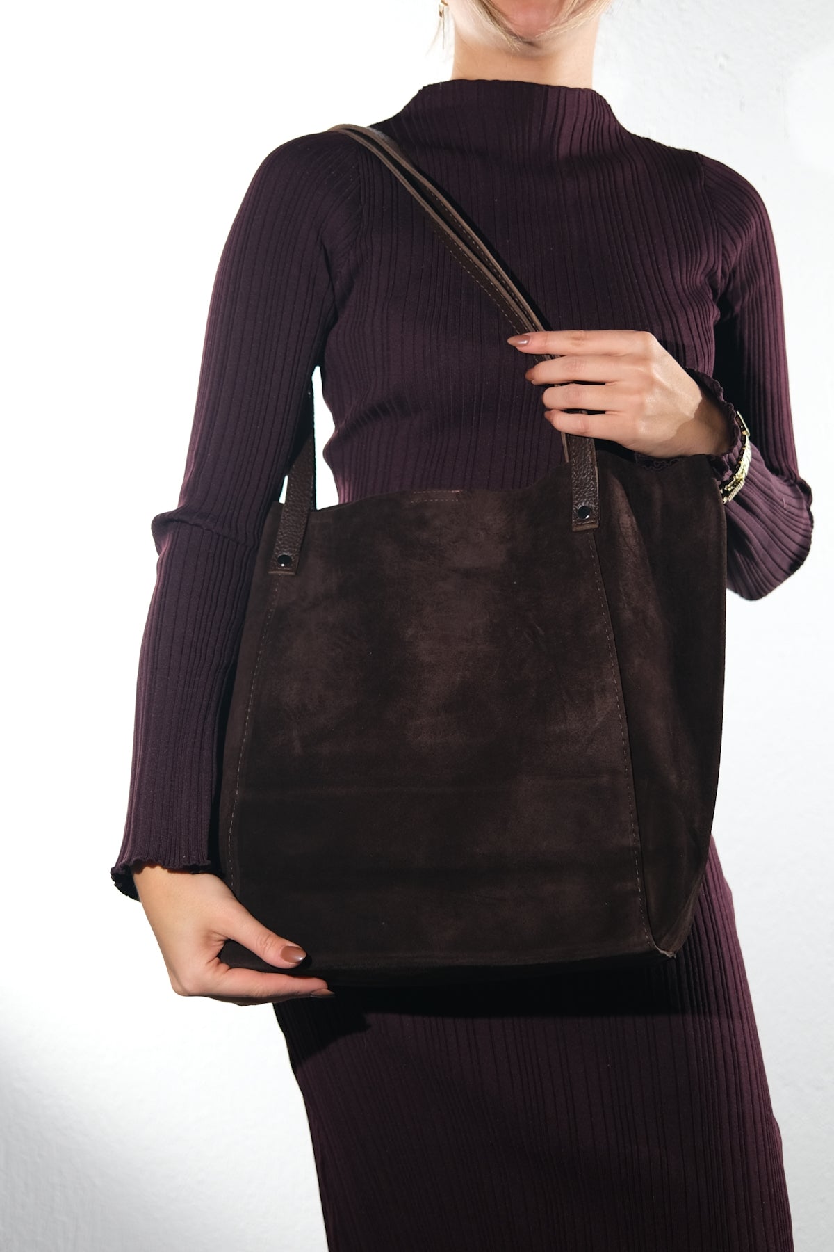 Tranzia - Brown Suede Leather Shoulder Bag (Women)