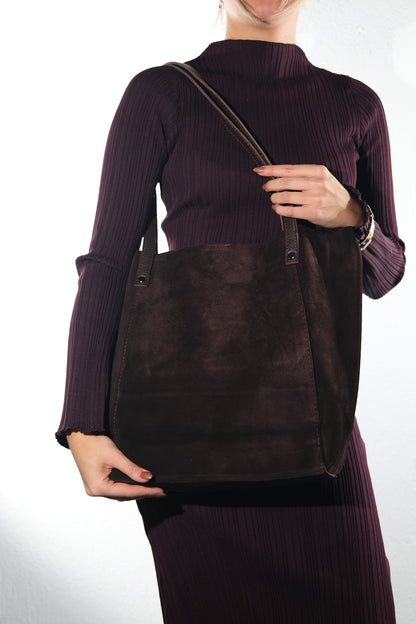 Tranzia - Brown Suede Leather Shoulder Bag (Women)